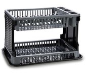 Escurreplato plastico 2 pisos rattan gris