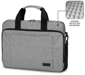 Subblim Maletín para Ordenador Portátil Air Padding 15.6” Antichoque Correa Ajustable Bolsillo Accesorios Cinta Trolley Resistente Agua Gris
