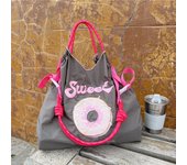 Bolso de compras de nailon con bordado de donut y cadena de bolas japonesa, sencillo y combinable, bolso de hombro de gran capacidad