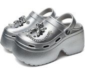 Women's Diy Clogs Clogs Sandals Summer 2024 Slip On Wedge Platform Sandals Woman Fashion Chain Thick Sole Garden Shoes Ladies