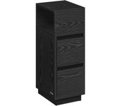 VASAGLE Mesita de Noche Estrecha, Mesa Auxiliar con 2 Cajones y Compartimento Abierto, Encajable a la Izquierda o a la Derecha, Dormitorio, Salón, Negro Ébano/Beige Natural y Blanco Nube /Blanco Nube