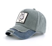 Vintage Denim Baseball Cap With Embroidery Wolf Patch Men Snapback Hip Hop Dad Hats Women Four Seasons Adjustable Sun Visor Cap