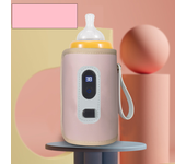 Calentador de agua y leche USB para cochecito de viaje, bolsa aislada, pantalla Digital, calentador de biberones para lactancia de bebé para exteriores, invierno-rosa