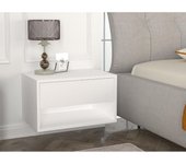 Vente-unique - Mesa de noche flotante - 1 cajón y 1 estante - Blanco - RITAMI