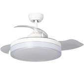 Ledkia Ventilador de Techo LED Caicos Blanco 106cm Motor DC Industrial y Moderno