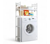 Soporte de lavadora de doble capa sobre el inodoro, acero inoxidable, estantería multifuncional, para cuarto de lavado, cocina, sala de estar, sin electricidad, estantes, ahorro espacio