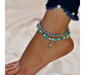 Boho Summer Beach Anklets For Women Turtle Shell Starfish Tree of Life Elephant Ankle Bracelet Multilayer Chain On Foot Jewelry