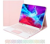 Funda con teclado universal para iPad Air5/Air4/Air6-10.9/11 de 10.9 pulgadas con panel táctil, ultrafina, de PU, con retroiluminación de 7 colores y teclado inalámbrico magnético Bluetooth.