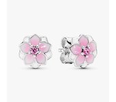 Pendientes de Ano en Plata de Ley Flores de Magnolia Rosa 290739PCZ,Incluye Caja Original