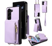 CAESBON For Samsung Galaxy A13 4G/5G Wallet Case S23 ULTR A22 21 Plus RFID Shielded Credit Card Bag Wrist Strap Leather A04 M13