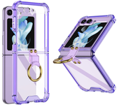 Transparent Electroplated Airbag Ring Phone Case for Samsung Galaxy Z Flip 5 4 3 5G Flip5 Flip4 Flip3 5G Stand Shockproof Cover