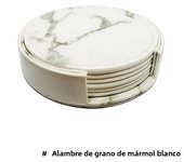 6 Pcs Artificial Leather Coasters Marble Style with Holder  Drink Coaster for Bar Kinds of Cup Kitchen Dining Table Decor