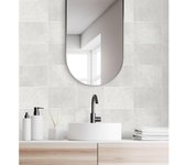 Muestra DIN A4 de Papel pintado vinílico ecológico lavable azulejo blanco con textura en relieve - Bergamo 679323 de GAULAN