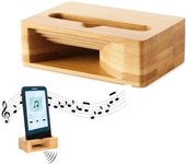 Soporte de Bambú para Teléfono Móvil, Amplificador Acústico Natural, Altador Amplificador de Soporte para Teléfono Celular, Aecuado para Teléfonos Inteligentes (Marron)