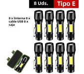 Mini Portable  Flashlight LED+COB Fishing Torch Zoomable Focus Light Rechargeable Tactical Lamp Camping Hiking Emergency Lantern