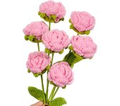 rosas de ganchillo: ramo de rosas rosas tejidas para San Valentín, aniversario, cumpleaños, boda, fiesta