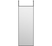 Espejo de Puerta Cristal y Aluminio Negro 30x80 cm, Espejo de maquillaje