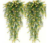 3pcs, Artificial Hanging Plants Fake Hanging Plant Faux Eucalyptus Leaf Greenery Vine Outdoor UV Resistant Plastic Plants