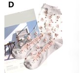 1 Pair Female Mesh Floral Ultra Thin Socks Summer Women Transparent Lace Silk Crystal Rose Flower Girls Elastic Mid-tube Socks