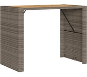 Mesa Alta Jardín Superficie Madera Ratán PE gris 145x80x110 cm