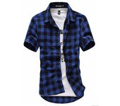 Red And Black Plaid Shirt Men Shirts 2024 New Summer Fashion Chemise Homme Mens Checkered Shirts Short Sleeve Shirt Men Blouse