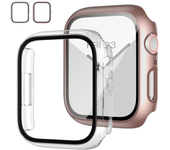 2Pack Tempered Glass+cover For Apple Watch Case 44mm 40mm 42mm 41mm 45mm PC bumper Screen Protector iWatch series 9 8 7 6 5 3 se