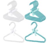 Percha pequeña para cuentas Mini percha para cuentas de bebé Elegante percha de cuentas de metal con cinta para mascotas para niños, perros y gatos (5 piezas en blanco, 5 piezas en azul)