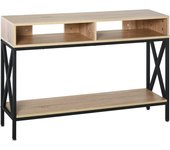 HOMCOM Mesa Consola Mueble para Recibidor con 2 Compartimientos y Estante Consola para Recibidor Entrada Pasillo 120x23,5x75 cm Roble y Negro