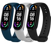 Correa de repuesto compatible con Xiaomi Mi Band 6/Mi Band 5, 3 correas deportivas ajustables de silicona, color negro, gris y azul medianoche.