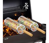Cesta para Barbacoa with Rueda y ASA (9,4 "x 3,9"), accesorios para barbacoa, Cesta para Parrilla Libre y para acampar, verduras