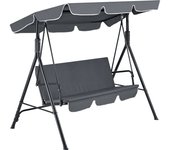 Balancín Relax de 3 plazas 172 x 112 x 152 cm hasta 270 kg - Gris oscuro [en.casa]®