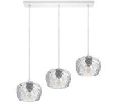 FABRILAMP Regleta Estela 3xe27 Blanca 65x13 Cm Tulipas Cristal Transparente - Uso Interior - Certificado CE y Certificado Reciclaje