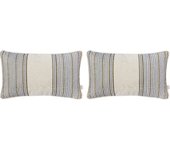 NAF NAF - 2 Fundas de cojin de decoración BLUE LEAF RAYA 100% algodón -  30x50 cm