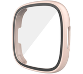 Screen Protector for Fitbit Versa 4/Sense 2 Hard PC Bumpe Protective HD Tempered Glass Case All-Around Full Cover Bumper Shell