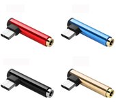4 Pcs Type-C Earphone Adapter Type C Male To 3.5mm Female Audio Stereo Earphone Converter (Red/ Gold/ Black/silver)