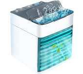 Mini Aire Acondicionado Portátil, Humidificador, Purificador, filtro de Aire, Diferentes Luces LED, Conexión USB ajustable