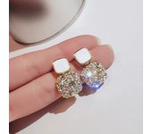 Fashion Vintage Crystal Zircon Shell Square Earring For Women Girls Ear Huggie Rectangle Hoops Dangle 2023 Trendy Jewelry Gifts