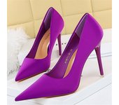 Women 7.5cm 10.5cm High Heels Scarpins Silk Pumps Lady Green Purple Red Fetish Wedding Bridal Mid Low Heels Evening Party Shoes