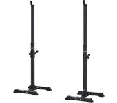 HOMCOM Soporte para Barras de Pesas Ajustable Estante de Acero para Levantamiento de Pesas Carga Máx. 150 kg Entrenamiento en Gimnasio Hogar 50x49x124-154 cm Negro