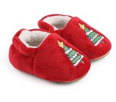 Baby Non-slip Floor Shoes Cute Infant Baby Warm Slipper With Soft Sole Infant Toddler Christmas Tree Printed Walking Shoes 0-18M
