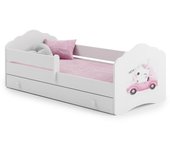 Cama de criança 160 x 80 com gaveta, colchão e estrado incluídos Kobi Wave Cat