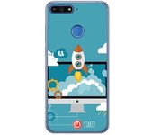 Tumundosmartphone Funda Gel Tpu para Huawei Honor 7A / Y6 2018 Diseño Cohete Dibujos