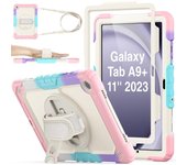 Funda para Samsung Galaxy Tab A9 Plus 11 '2023, Carcasa Rugosa with Protector de Pantalla/Portalápiz/Soporte Rotación/Correa