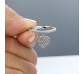 Trendy White Zircon Love Heart Pendant Rings For Women Classic Silver Color Wedding Band Engagement Jewelry Mother's Day Gifts