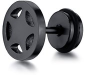 Vnox 1 Piece Gothic Punk Hoop Earrings for Men Women,Black Stainless Steel Huggie Hoops Ear Jewelry,Cross Geometric Dangle