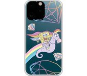 Funda original compatible con Iphone 14 Pro Maxcon diseño de Bob Esponja Caballito Arcoiris