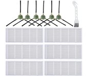 Accesorios de piezas de repuesto para robot aspirador Leftant M210 M210S M210B M213 M213S para OKP Life Robovac K2 K3 K3A K4 K5, 6 filtros HEPA, 6 Laterales, 1 Cabeza de pieza (12 piezas)