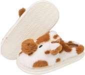 Pantuflas de vaca para mujer y hombre, pantuflas de casa con dibujos animados de animales, pantuflas peludas de felpa para invierno, cálidas, de espuma viscoelástica, para interiores y exteriores