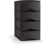 Plastic Forte - Cajonera Sobremesa de Plástico Imitación Rattan para Ordenación Decoración Hogar Oficina