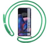 Tumundosmartphone Funda Colgante Transparente para Motorola Moto Edge 30 5G con Cordon Verde Agua - Protección Antigolpes